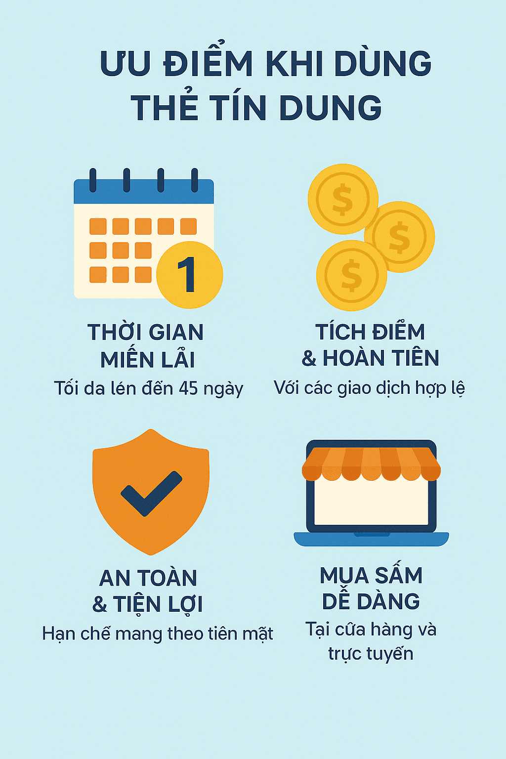 Ưu điểm khi dùng thẻ tín dụng
